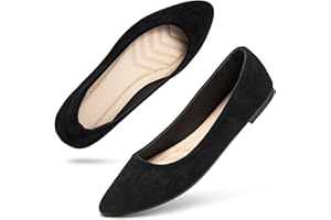 hash bubbie Black Flats Shoes Women Women's Dress Shoes Suede Dressy Casual Shoes Ballet Flats Loafers Comfortable Slip on Shoes
