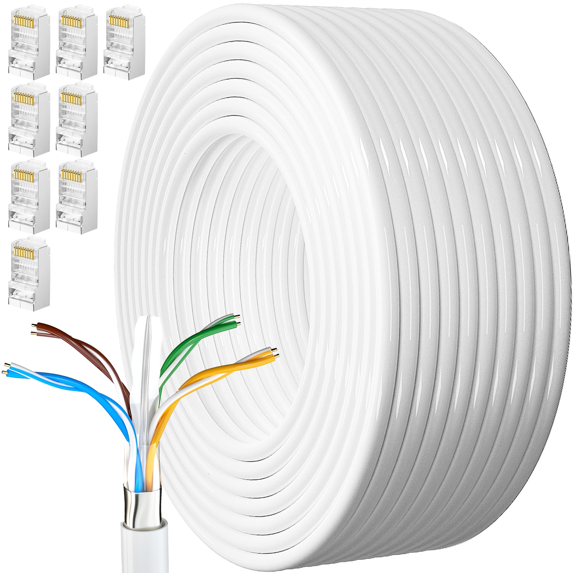 MEIPEK Cat6 Ethernet Cable 40m Outdoor, Shielded FTP 23AWG Gigabit High Speed Anti-Jamming Weatherproof External Bulk Rj45 Lan Internet Network Patch 130ft — image 1