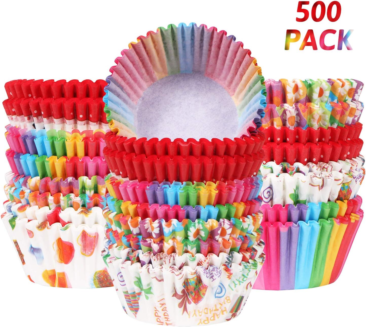 Aooba 500 Pack Cupcake Liner Paper Baking Cups for Christmas Party Holiday Birthday Cupcake Wrappers for Cake Balls Muffins Cupcakes and Candies