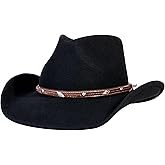 MIX BROWN Western Cowboy Hat for Men & Women 100% Wool Wide Brim Cowgirl Hats Outback Panama Rancher Felt Hat