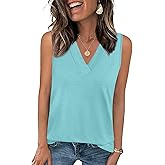 YESTTO Tank Tops for Women Summer V Neck T Shirts Sleeveless Tops Casual Loose Fit Basic Tees Women Blouses 2026 Fashion