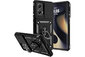 SKMY for Moto Edge 2024 Case,with Camera Cover,[Military Grade] 16ft.Drop Tested Cover with Magnetic Kickstand Car Mount Protective Case for Motorola Edge 2024, Black