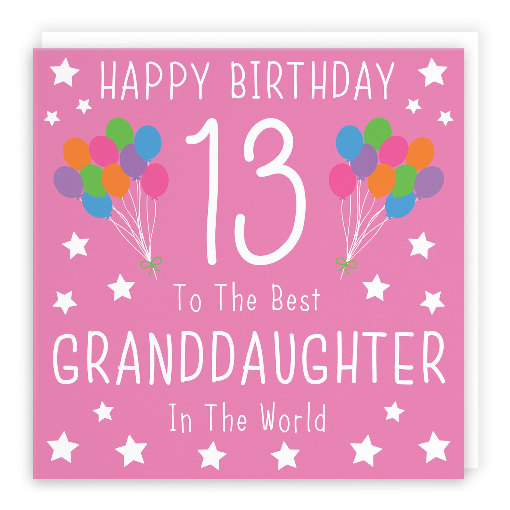 Hunts England - Large Granddaughter 13th Birthday Card - Happy Birthday - 13 - To The Best Granddaughter In The World - Iconic Collection - Large - 210 x 210 mm - Age 13