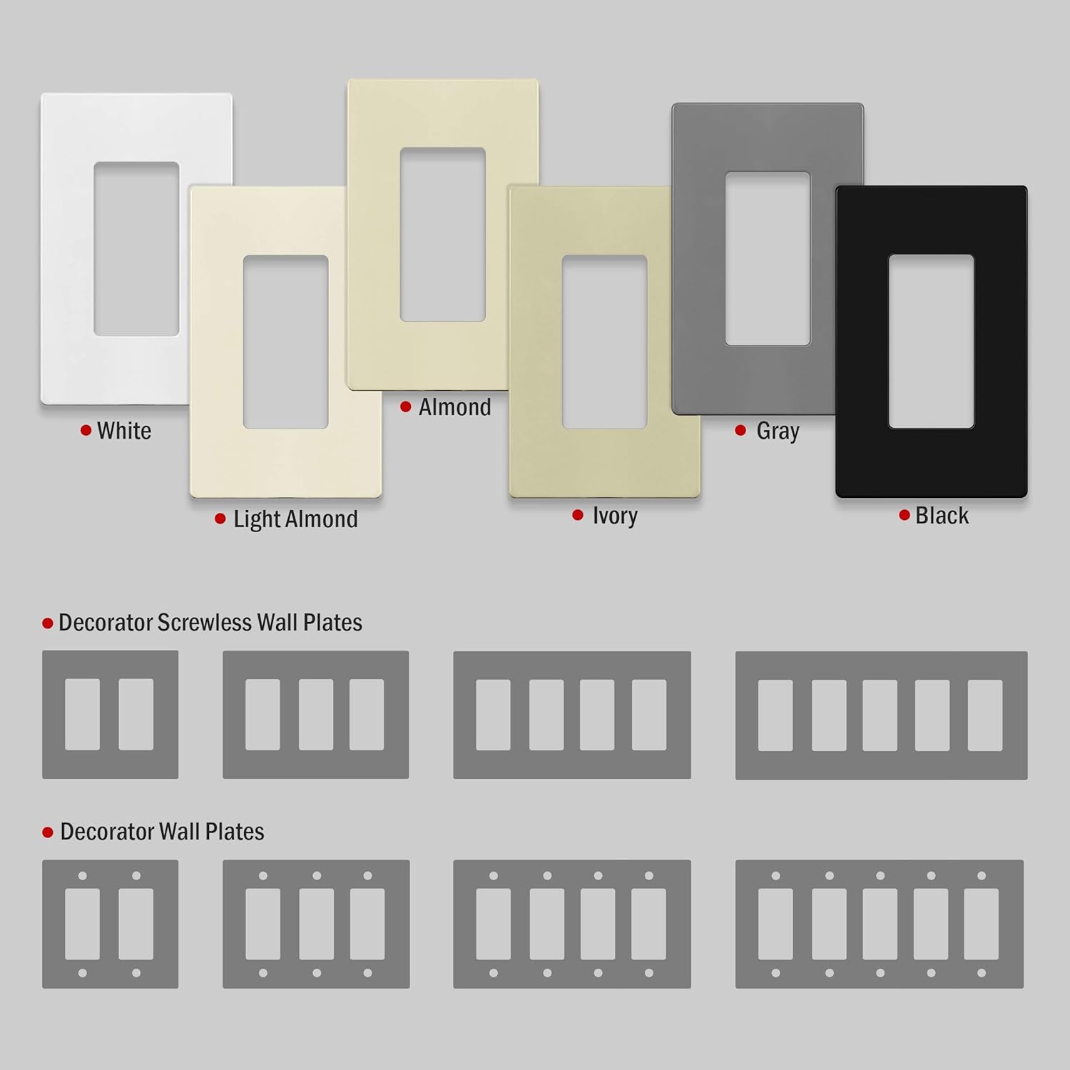 ENERLITES Screwless Decorator Wall Plate Child Safe Outlet Cover, Size 1-Gang 4.68" H x 2.93" L, Unbreakable Polycarbonate Thermoplastic, SI8831-BK-10PCS, Black (10 Pack) - - 