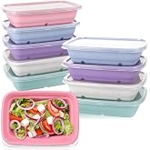 MAQUITA 10PCS Meal Prep Containers 1-Compartment, Wheat Straw Microwave Bento Lunch Box with Lids, Reusable &amp; Stackable Food Storage Containers, Dishwasher Freezer Safe BPA Free