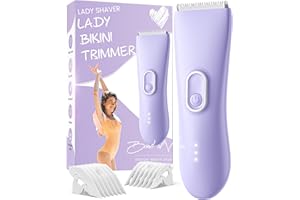 Uythumidid Bikini Trimmer for Women, Painless Pubic Hair Trimmer - Electric Razors for Women, Cordless Lady Bikini Shaver with 3 Shaving Speeds, IPX7 Waterproof, Purple