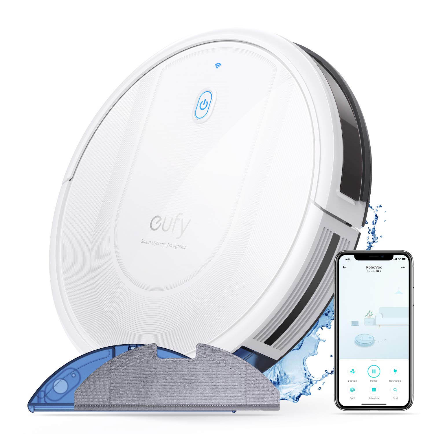 Anker Eufy (ユーフィ) RoboVac G10 Hybrid（ロボット掃除機） 予約タイマー 衝突防止 【スマート・ダイナミック・ナビゲーション / 2-in-1 吸引・水拭き両用/Wi-Fi対応/超薄型 / 2000Paの強力吸引 / 静音設計/自動充電/フローリング用】(ホワイト)商品画像
