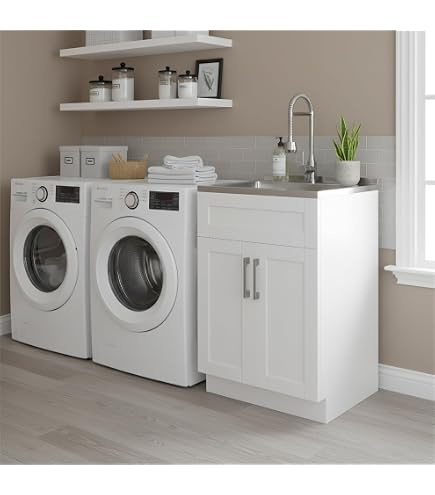 SIMPLIHOME Hennessy All-in-One 24 inch Wide Utility Sink and