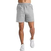 Hanes Men's Originals Cotton Pockets, Pull-on Jersey Gym Shorts, 7"