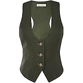 GRACE KARIN Women's Suit Vest Top, Dressy Casual Sleeveless Button Wasitcoat, Fromal Steampunk Blazer For Work Office