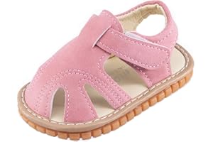 WILLFUN Baby Boy Girl Summer Infant Squeaky Sandals Premium Rubber Sole Closed-Toe Non-Slip Shoes Toddler First Walkers