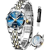 OLEVS Womens Automatic Watches Diamond Stainless Steel Self Winding Ladies Dress Wrist Watches Luminous Waterproof