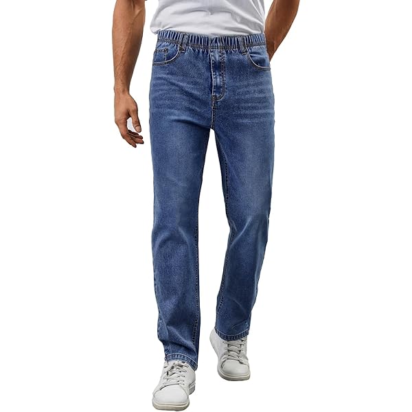 Elastic Waist Jeans Voeeron For Men Loose Fit Mens Elastic Waist