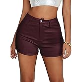 LovelyWholesale Womens Faux Leather Shorts High Waisted Sexy Summer Mini Shorts
