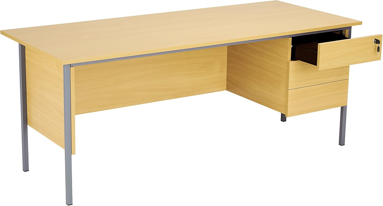 Office Hippo Eco 18 Desk with Three Drawer Pedestal, Beech, 180 cm x 75 cm - Image 4