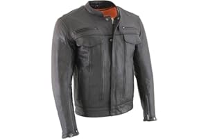 Milwaukee Leather MLM1506 Men's Black Premium Leather Motorcycle Jacket w/Utility Pockets Cool-Tec Leather Treatement