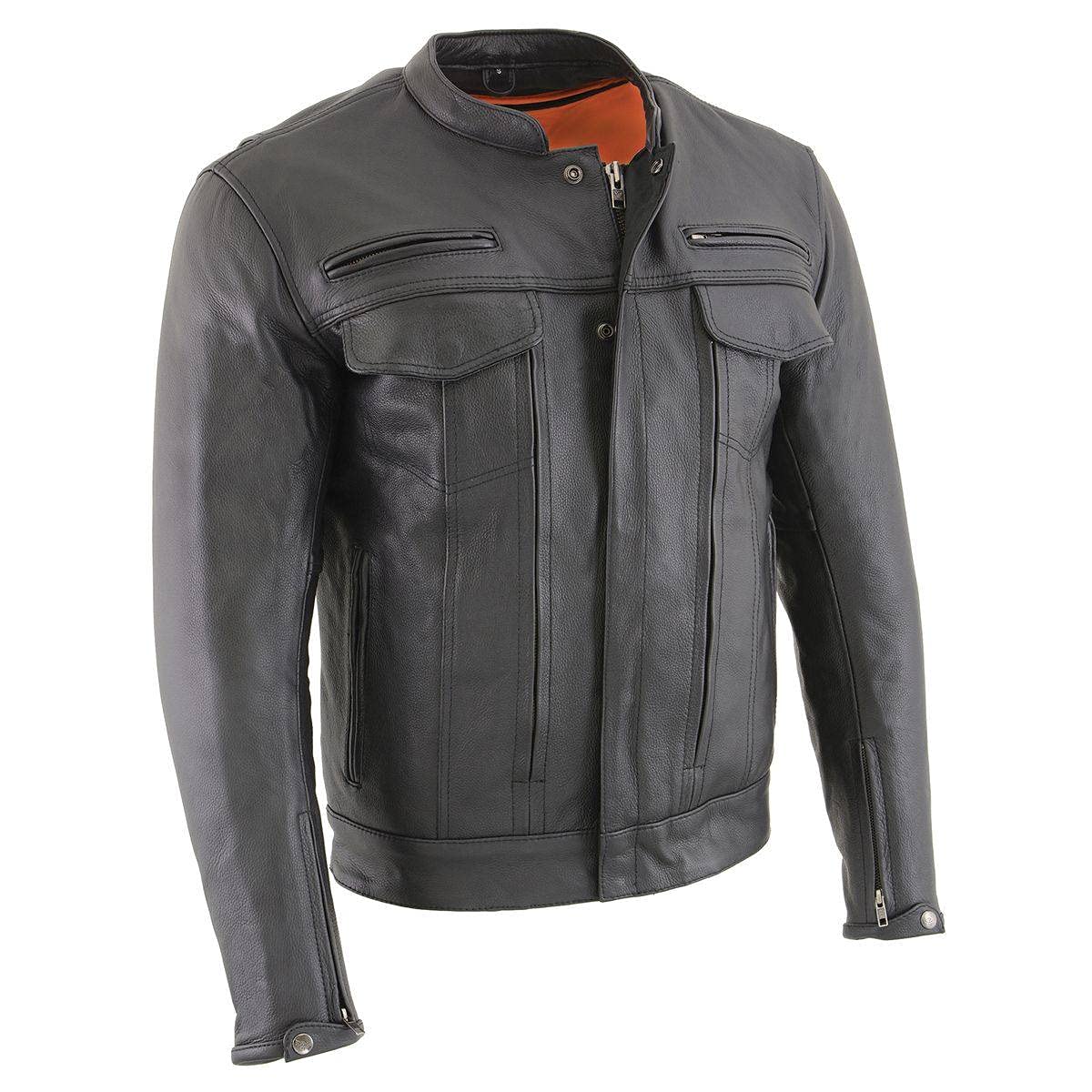 Milwaukee Leather MLM1506 Men’s Black Premium Leather Motorcycle Jacket w/Utility Pockets Cool-Tec Leather Treatement – 4X-Large