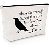 Sfodiary Crow Themed Gift for Crow Lover Women Makeup Bag for Women Bird Lover Bird Watching Gifts Raven Themed Cosmetic Bag for Friend Besties Daughter Niece Zipper Travel Toiletry Pouch