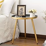 Round Side Table, Metal End Table, Nightstand/Small Tables for Living Room, Accent Tables Cheap, Side Table for Small…