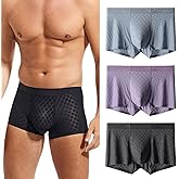 LARDROK Mens Ice Silk Boxer Briefs Men Breathable Underwear Boxers Seamless Cool Stretch Underpants