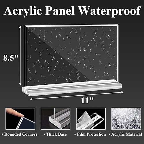 Acrylic Sign Holder 4 Pack S - 8.5x11 Inch Clear Table Display Stands, Double-Sided For Menus, Flyers & Posters Clear Acrylic Display - View #7