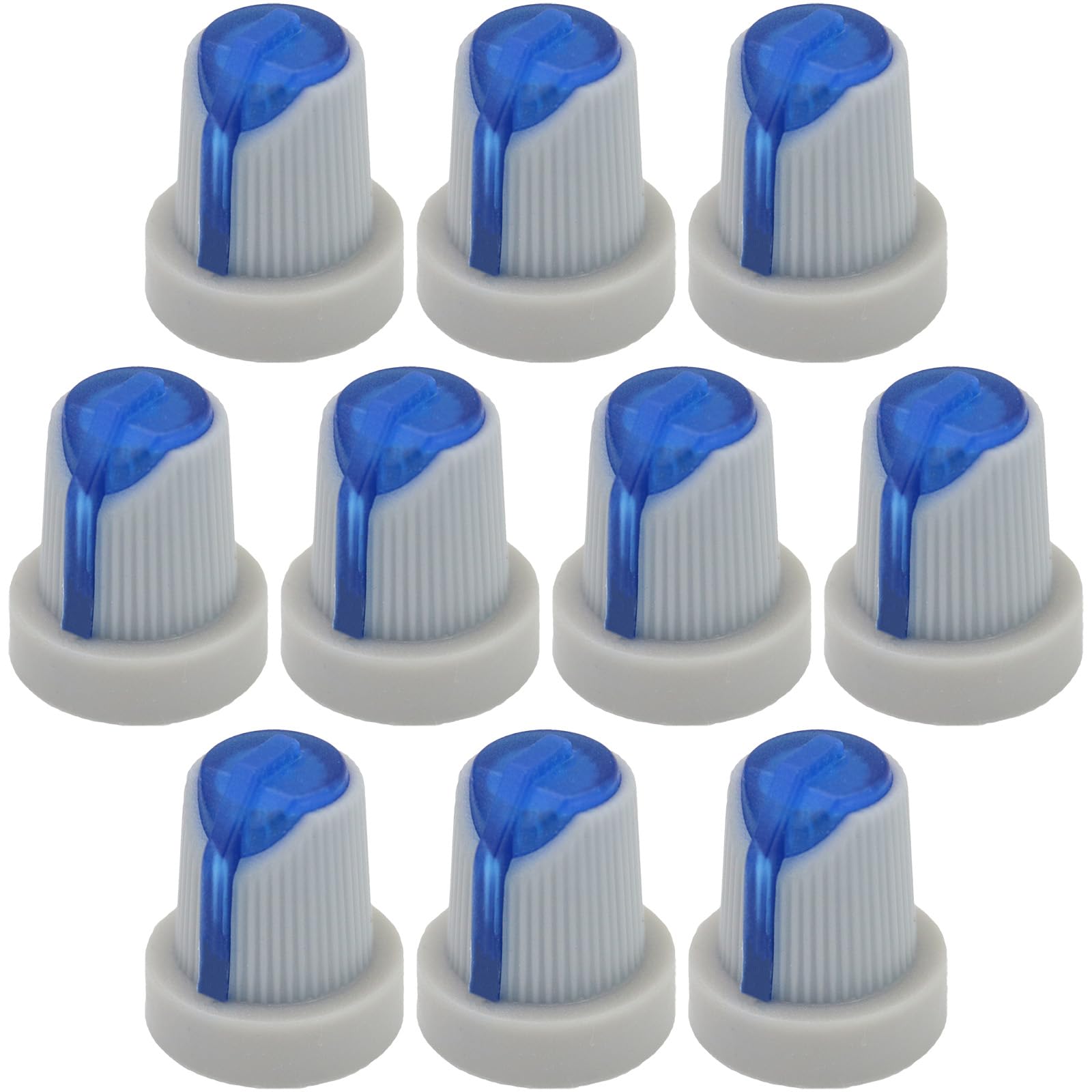 6mm Splined Hole AG5 Illuminateable Grey Body Plastic Colour Indicator Control Knob Pack of 10 (Blue)