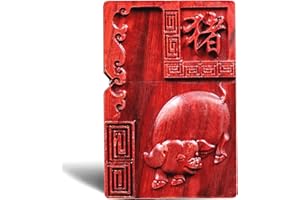 SHENGEY ART Upgraded Rosewood Wooden Case Replaceable for Zippo (Only Case), Lighter DIY Outer Shell Box, Compatible Insert Size 3.6cm * 1.2cm * 5cm (Zodiac Pig)