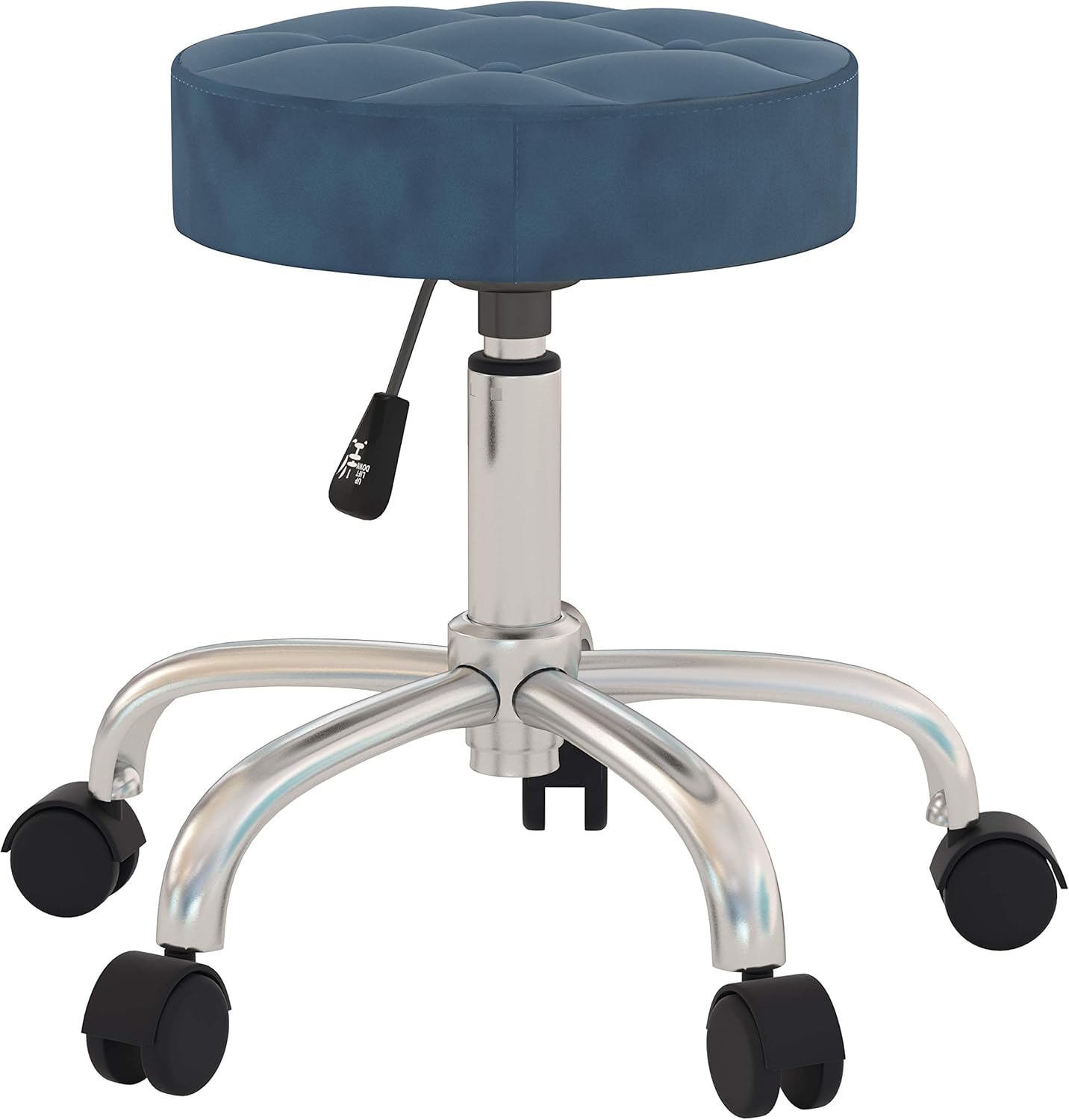 Hillsdale Nora Tufted Adjustable Backless Vanity/Office Stool with Casters, Blue Velvet: Furniture & Decor