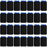 CHENGU 80 Pieces Can Coolers Soft Insulated Soda Cover Coolies Blank Can Covers Collapsible Can Cooler Sleeves Plain Can Sleeves for Soda Beverage DIY Customizable Weddings Party(Black)
