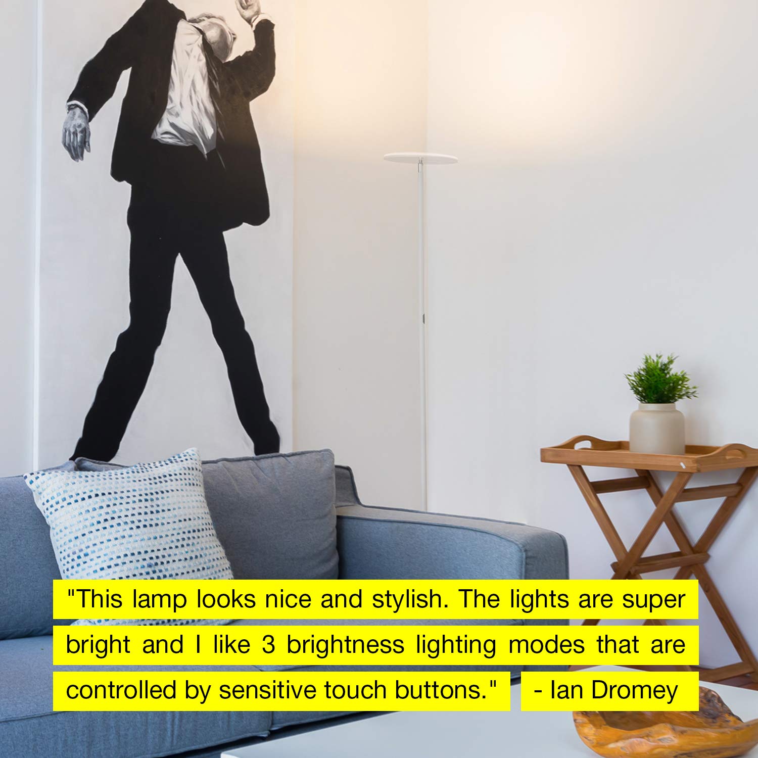 brightech sky led torchiere super bright floor lamp tall standing modern pole light for living rooms & offices