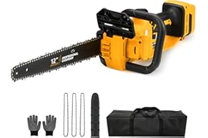 FXAFXA Brushless Electric Chainsaw 12" Cordless Tool Only for Dewalt 20V/60V Battery with Auto Oiler & Security Lock, for Tree Trimming and Branch Wood Cutting (Tool Only) (for DeWalt 20v Battery)