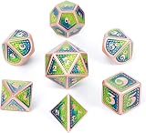 DNDND Dragon Scale Metal DND Dice Set 7 Pcs Blue Green Copper Edge with Tin view 5
