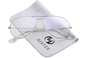 HJSTES Clear Lens Aviator Glasses Blue Light for Women Men Classic Pilot Frame Non-prescription Eyeglasses