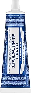 Dr. Bronner’s All-One Toothpaste – Peppermint, 5 oz, 1-Pack – Fluoride-Free Toothpaste for Adults, SLS-Free, 70% Organic & Na