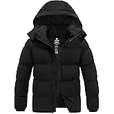 wantdo Men's Warm Puffer Jacket Thicken Waterproof Winter Coat with Detachable Hood