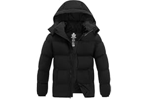 Wantdo Men's Puffer Jacket Thicken Padded Winter Coat with Removable Hood