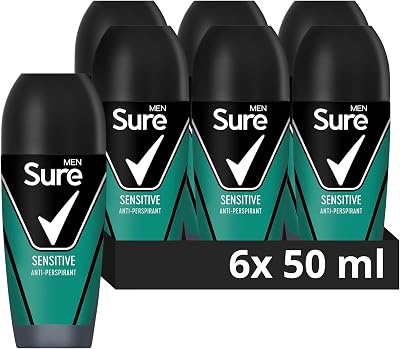 Sure Men Sensitive Roll On Deodorant Antiperspirant 48h MotionSense 50 ml Pack 6