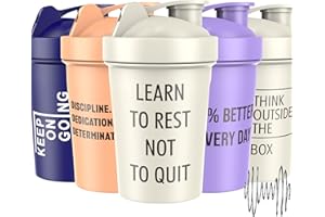JEELA SPORTS [5 PACK Protein Shaker Bottles for Protein Mixes | Extra Mixing Grid | 20 oz Blender Shaker Cup with Measurement Marks on Side | BPA Free, Leak Proof, Dishwasher Safe