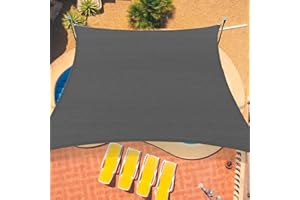 OOTONAT 16'x20' Sun Shade Sail Curved Commercial Outdoor Shade Cover Dark Grey Rectangle Heavy Duty Permeable 185GSM UV Block Sunshade for Backyard Yard Deck Patio Garden Outdoor Activities and Facility