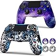 XISOGUU Wireless Controller for Playstation 4 Compatible with PS4/Slim/Pro with Dual Vibration/6-Axis Motion Sensor/Audio Function/Light Up(black graffiti&Cosmic Nebula)