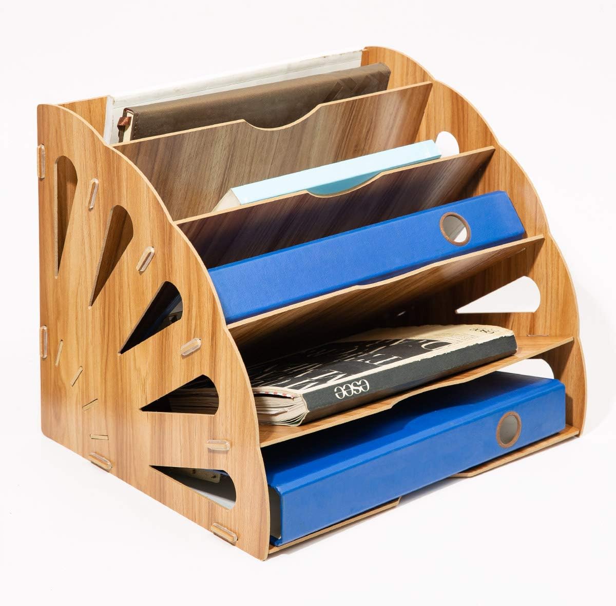 Wooden Letter Filing Tray Organiser Desk File Storage 5 Tiers for