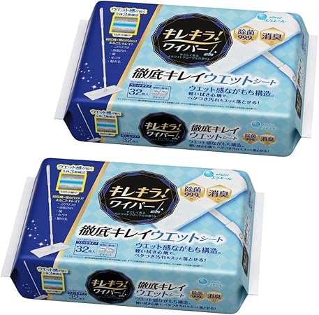 Amazon Amazon Co Jp 限定 エリエール キレキラ ワイパー ウェットシート 32枚 16枚 2パック 0 300mm 徹底キレイ 2個 まとめ買い エリエール ドラッグストア