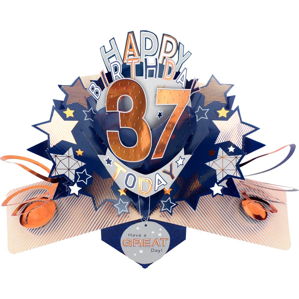 Happy 37th Birthday 37 Today Pop-Up Greeting Card Love Kate's Pop Up Cards Him POP204MC37
