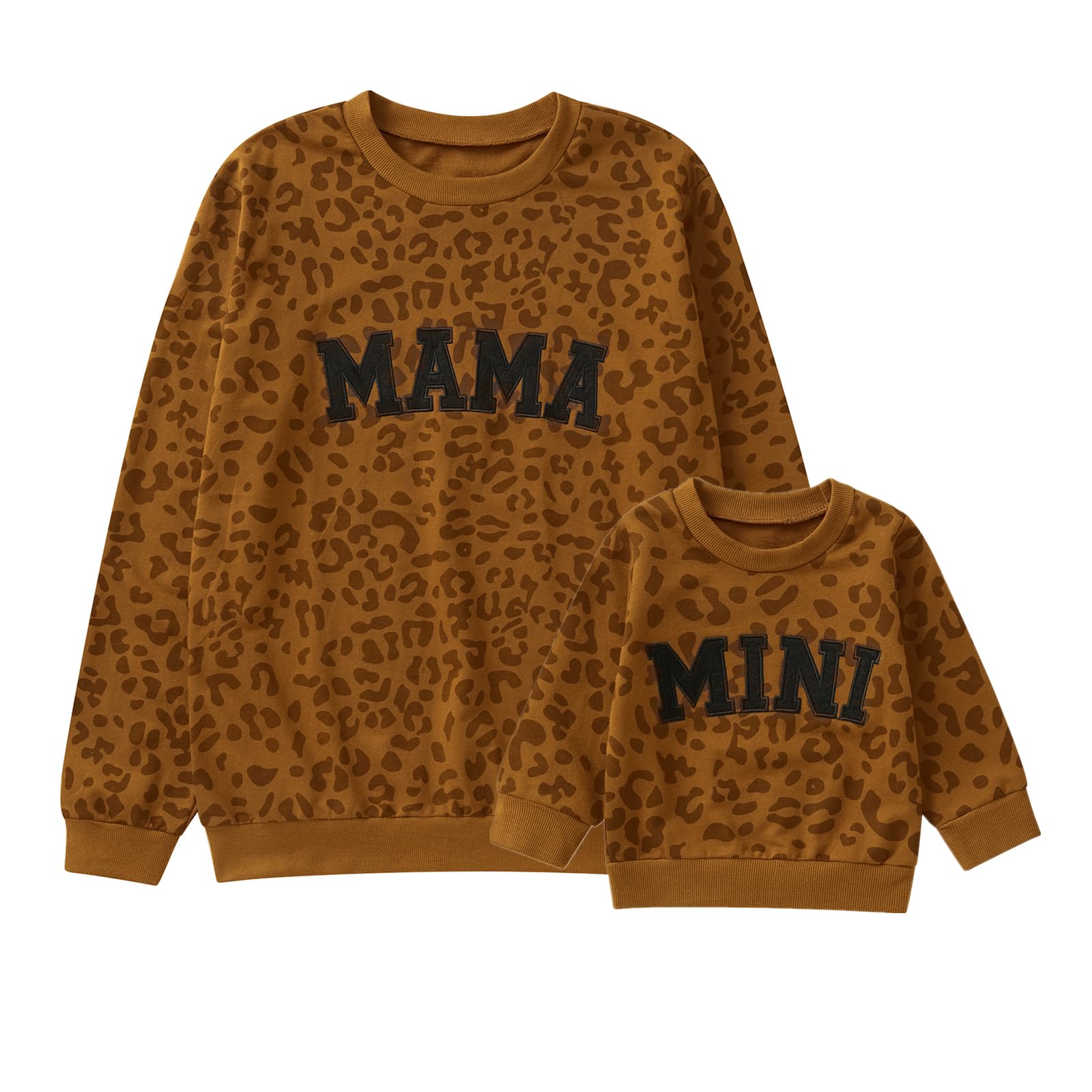 Photo 1 of ** ONLY MAMA SWEATER** Karwuiio Mommy and Me Fall Outfits Mama and Mini Sweatshirts Family Matching Outfits Letter Print Pullover Sweatshirt Tops (Women, L, Light Brown)
