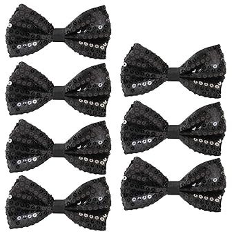Feelava Pailletten Fliege Schleife 7 Pack Glitzer Fliege Vorgebunden, 7 x 12cm Einstellbare Fliege Eine Grösse passt allen Bo