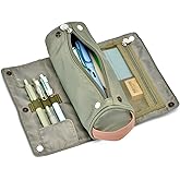 Lanxivi Large Capacity Pencil Case Roll Up Design Multifunctional Pencil Holder Pouch Stationery Pen Bag for Teen Girls and Boys Camping style - Green