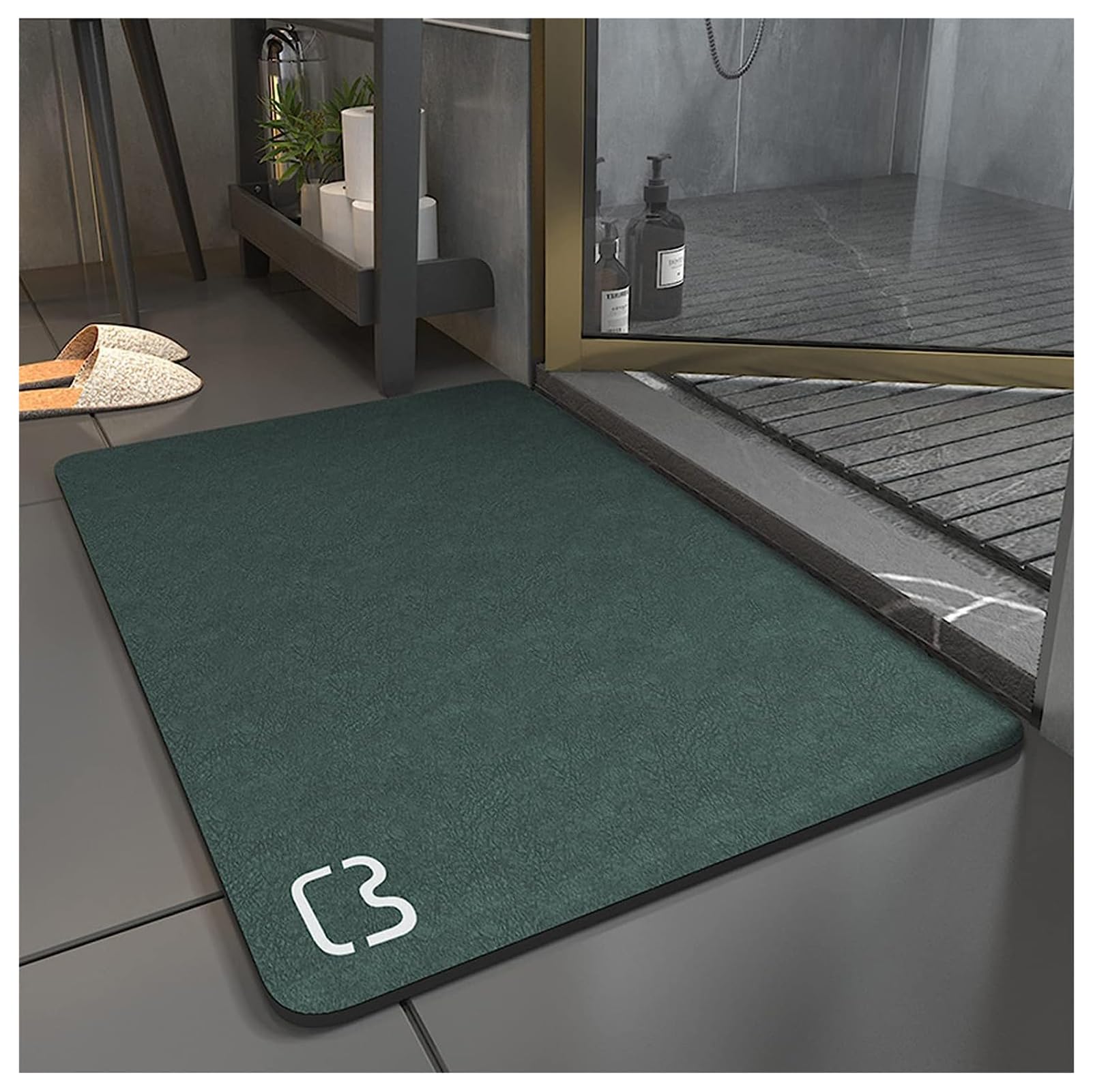 Dai Lufei Bath mat,Diatomaceous Super Absorbent Bathtub mat Fast Quick Drying Non-Slip Shower Mat Bath Stone Mat Bathroom Floor Mat, Machine Washable (50 * 80, Dark Green)