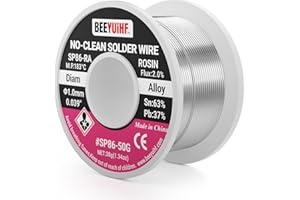 BEEYUIHF Solder Wire Sn63 Pb37 No Clean Tin Lead Rosin Core, Content 2% Solder Flux (1.0mm 50g)