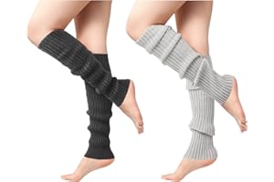 PASSIONBILITY Leg Warmers for Women - 2 Pairs Leg Warmers 80s Ribbed Knitted Long Socks for Party Sports Fashion Accessories