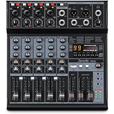 Zenolix RM06 6Channel Audio Mixer Sound Board, Bluetooth Mixer USB Audio Interface, DJ Mixer with 2 XLR Combo Inputs, 24 Bit 192kHz Recording, Mixing Console for Podcast Live Streaming Home Studio